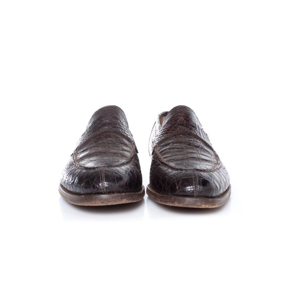Santoni brown alligator leather penny loafers - Picture 4 of 7
